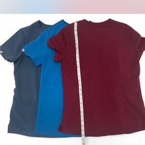 Three (3) Figs Catalina One-Pocket Scrub Top - Maroon, Blue, Charcoal. Size XS